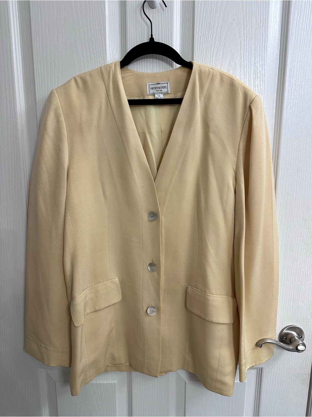 henri bendel vintage cream yellow three button blazer size 12